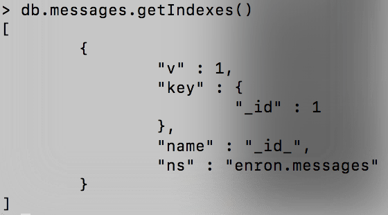 [Tutoriel] MongoDB : Indexation et performance - enron-getIndexes-3