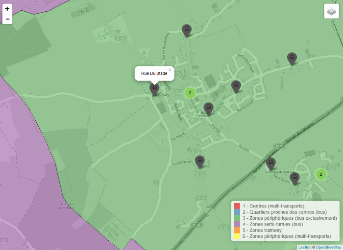 Carte interactive - Densité de transports en communs dans la métropole lilloise